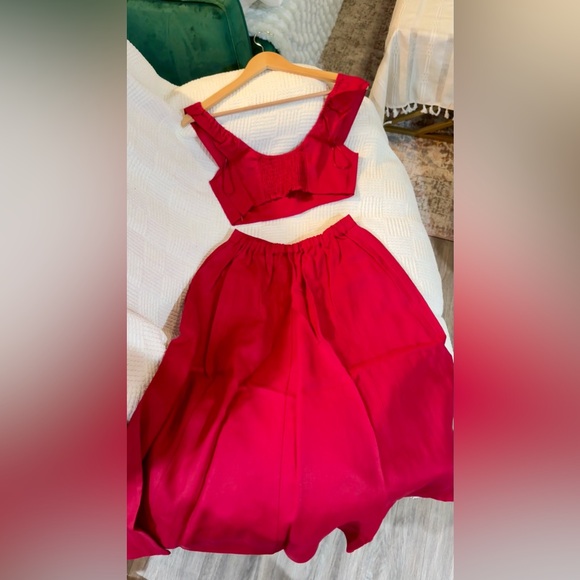 Reformation Teya Linen Two Piece In Cherry, size 2, brand new, never worn. - Picture 12 of 14